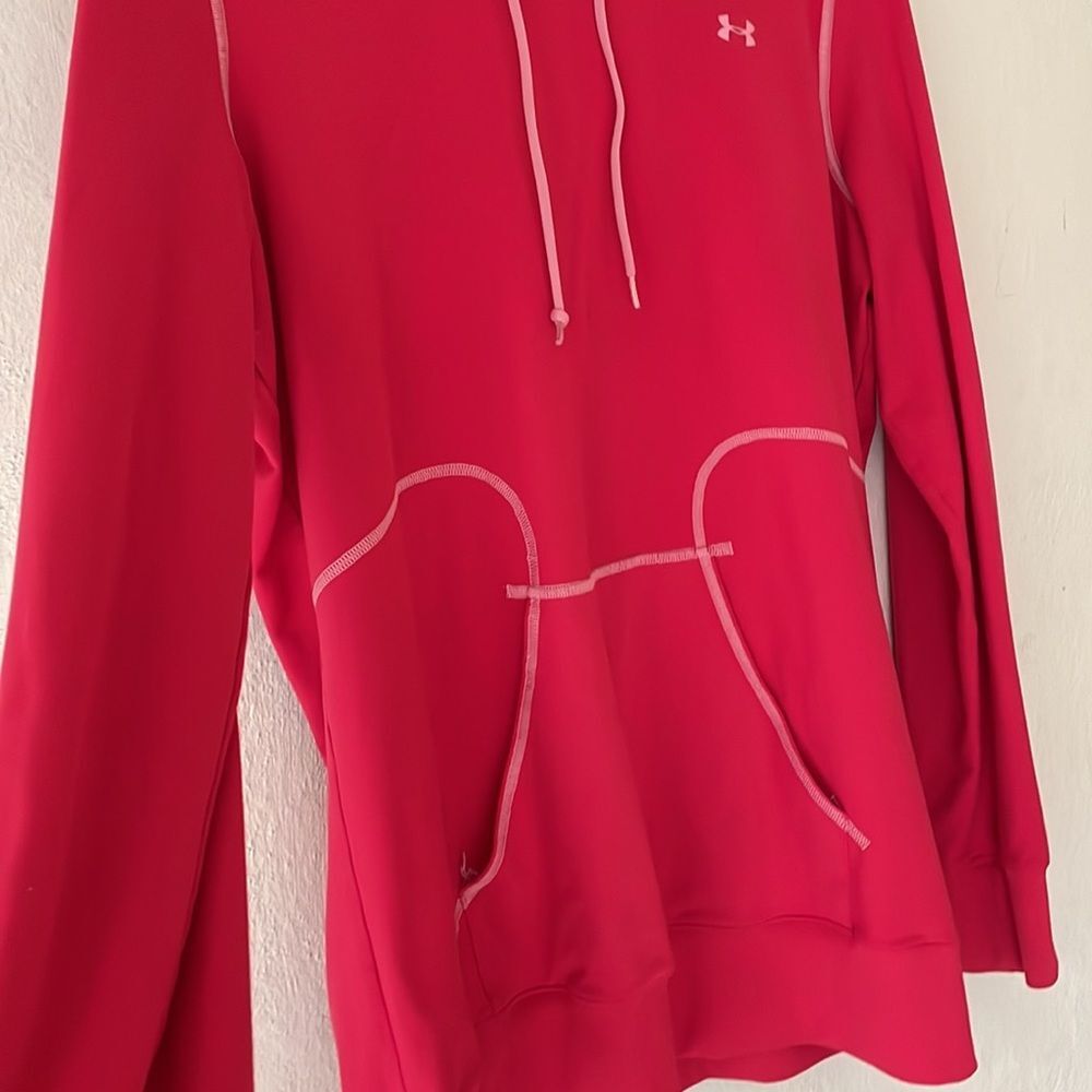 UNDER ARMOR WOMENS LARGE pink long sleeve hoodie sweatshirt workout t… - Picture 3 of 5